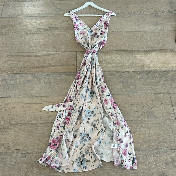 LoveShackFancy Floral Printed Silk Maxi Dress - Picture 1 of 8